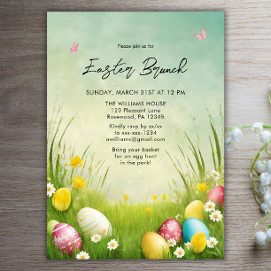 Wasserfarbe Ostern Brunch Ei Jagd Einladung