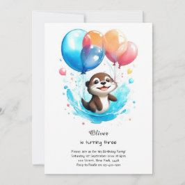 Wasserfarbe Otter Geburtstag Einladung