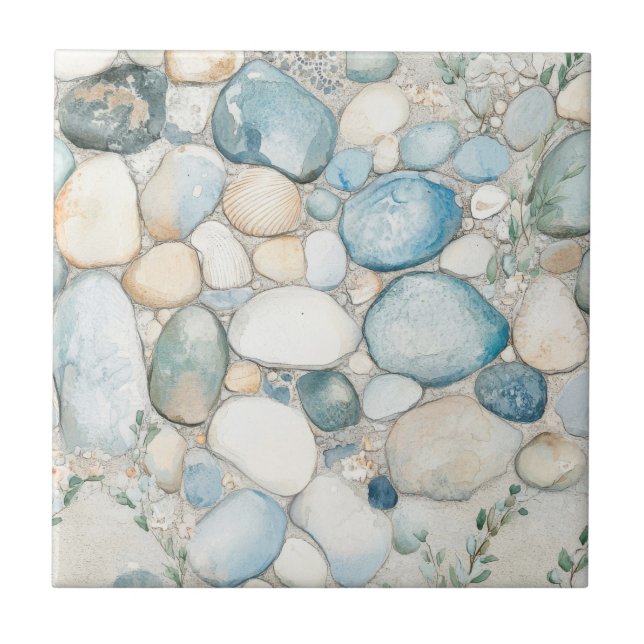 Wasserfarbe-Ozeanbrise-Muster  Fliese (Vorderseite)