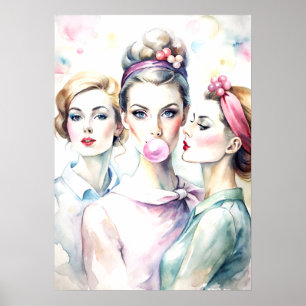 Wasserfarbe Paint Funny Girl Poster
