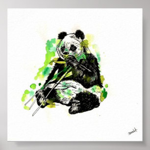 Wasserfarbe Panda Poster