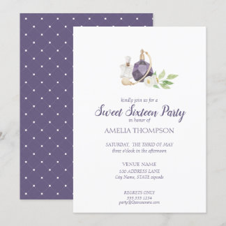 Wasserfarbe Parfüm Flasche 16 . Geburtstag Geburts Einladung