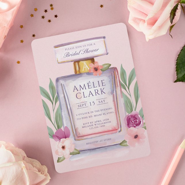 Wasserfarbe Parfüm Flasche Brautparty Einladung (Watercolor Perfume Bottle Floral Bridal Shower Invitation)