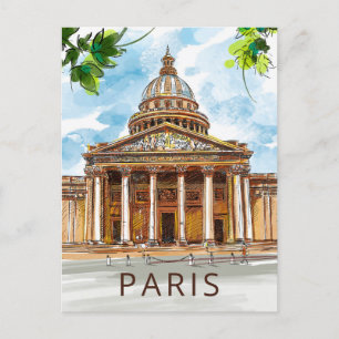 Wasserfarbe Paris Pantheon Sketch Malerei Postkart Postkarte