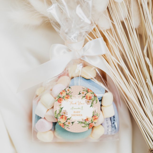 Wasserfarbe Peach Girl Babydusche Vielen Dank Runder Aufkleber (Von Creator hochgeladen)