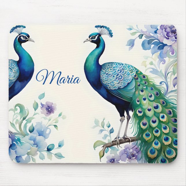 Wasserfarbe Peacock Mousepad (Vorne)