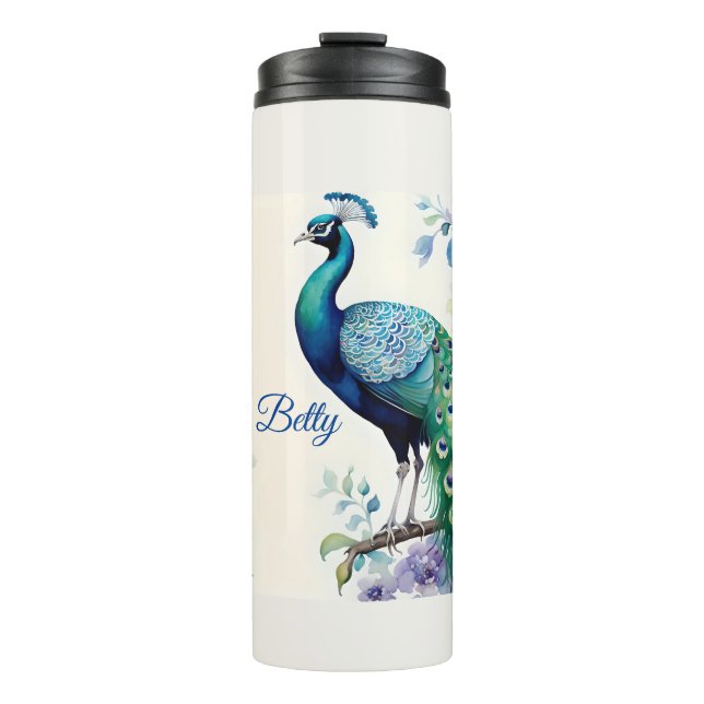 Wasserfarbe Peacock Thermosbecher (Vorderseite)