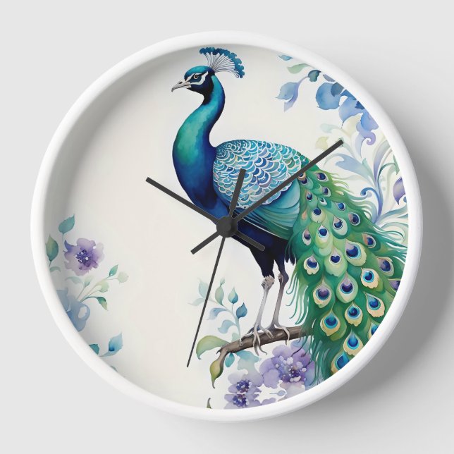 Wasserfarbe Peacock Uhr (Vorderseite)