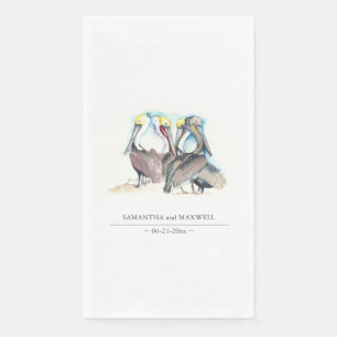Wasserfarbe Pelicans Beach Hochzeit Serviette