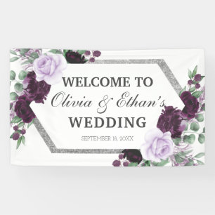 Wasserfarbe Peony Lila Grau Silver Hochzeit im Her Banner