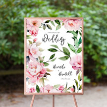 Wasserfarbe Peony Magnolia Pink Hochzeit Willkomme