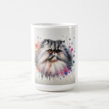 Wasserfarbe Persische Katze Farbiges Portrait