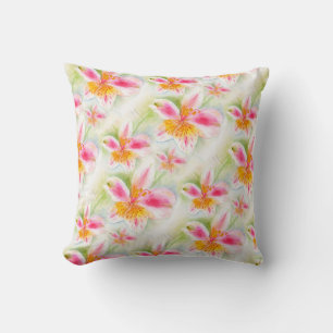 Wasserfarbe Peruanische Lily Alstroemeria pilze Kissen