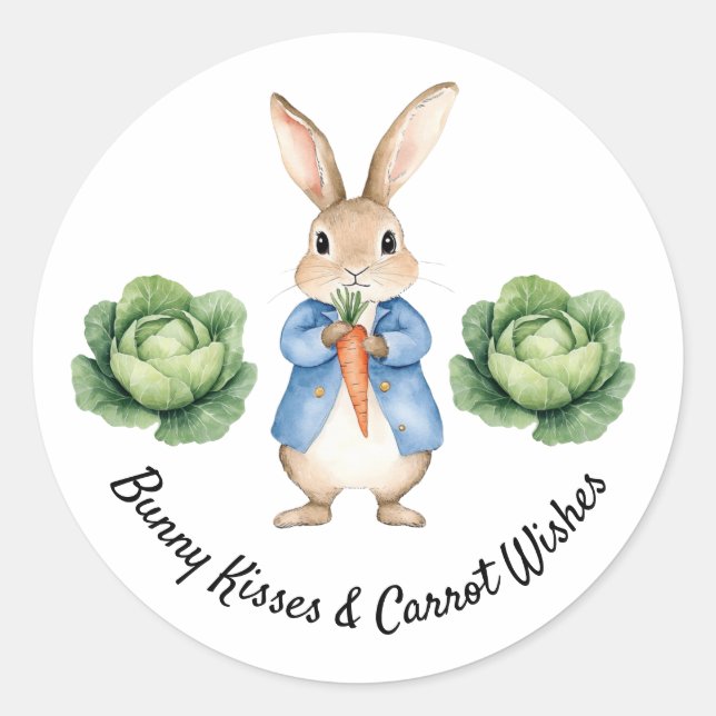Wasserfarbe Peter Rabbit Garden Cabbage Babydusche Runder Aufkleber (Vorderseite)