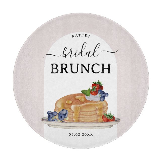 Wasserfarbe Pfannkuchen Brautparty Brunch Custom Schneidebrett (Vorderseite)