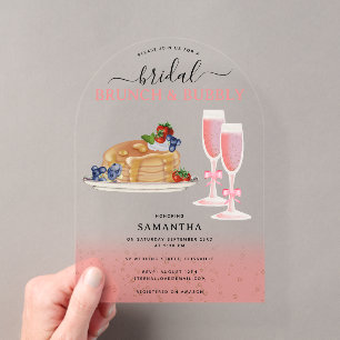 Wasserfarbe-Pfannkuchen-Brunch- und Sprudel-Brautj Acryleinladungen