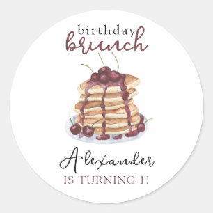 Wasserfarbe-Pfannkuchen-Geburtstagsfeier Runder Aufkleber