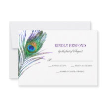 Wasserfarbe Pfauenfederzange Hochzeit RSVP