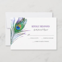 Wasserfarbe Pfauenfederzange Hochzeit RSVP Karte