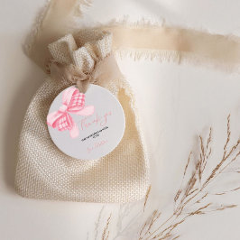 Wasserfarbe Pink Blush Bow Baby Dusche Danke Geschenkanhänger