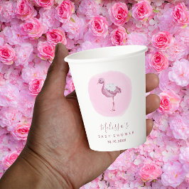 Wasserfarbe Pink Flamingo Girl's Baby Dusche Niedl Pappbecher