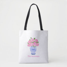 Wasserfarbe Pink Hydrangea Chinoiserie Name Tasche