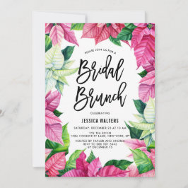 Wasserfarbe Pink Poinsettias Blumenbridal Brunch Einladung