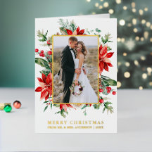 Wasserfarbe Poinsettia Floral Neu verheiratet Eleg
