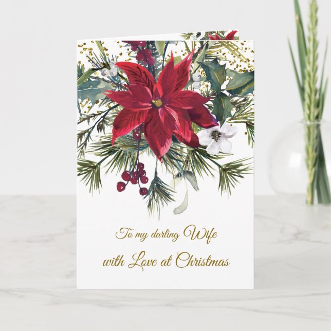 Wasserfarbe Poinsettia, heilig, Kiefer Weihnachten (Vorderseite)