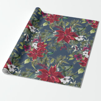 Wasserfarbe Poinsettia, heilig, Kiefer Weihnachten Geschenkpapier