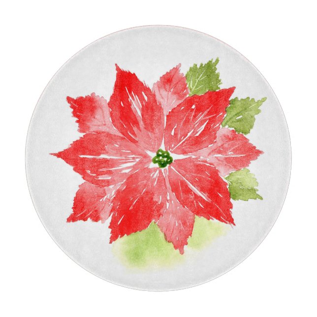 Wasserfarbe Poinsettia Schneidebrett (Vorderseite)