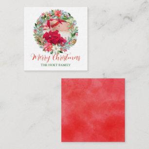 Wasserfarbe Poinsettia Weihnachtskranz Foto Gesche Mitteilungskarte
