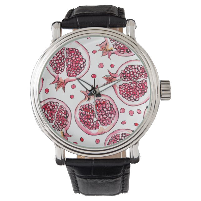 Wasserfarbe Pomegranat und Farbmuster Armbanduhr (Vorderseite)