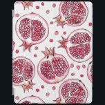 Wasserfarbe Pomegranat und Farbmuster iPad Hülle<br><div class="desc">Ich malte Granatscheiben mit Aquarell und Tinte und machte dann ein nahtloses Muster in Illustrator.</div>