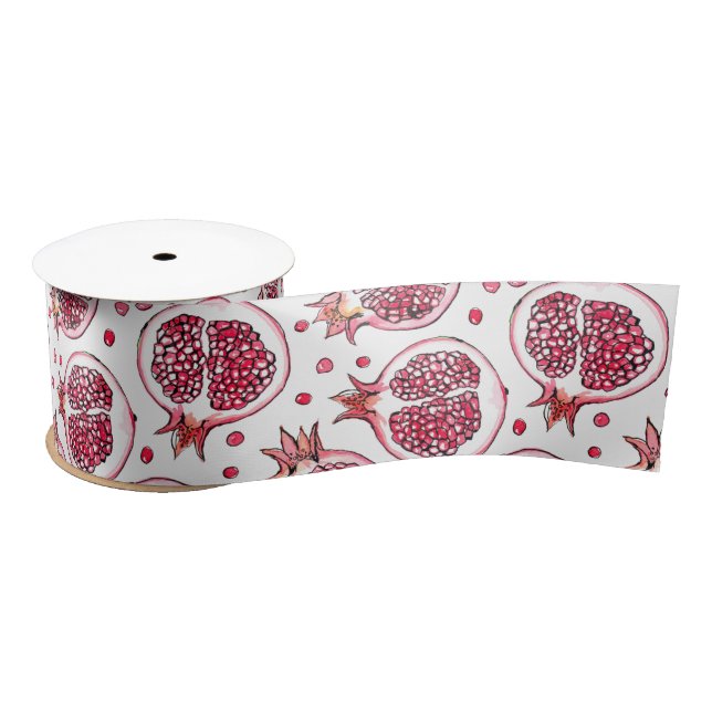 Wasserfarbe Pomegranat und Farbmuster Satinband (Spule)