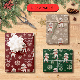 Wasserfarbe Poodle Snowflake Custom Weihnachten Geschenkpapier Set
