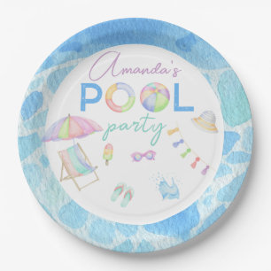 Wasserfarbe Pool Geburtstagsfeier Pool Schwimmen Pappteller