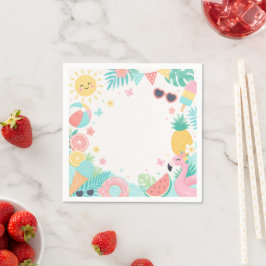 Wasserfarbe Poolparty 1. Geburtstag Papier Serviet Serviette