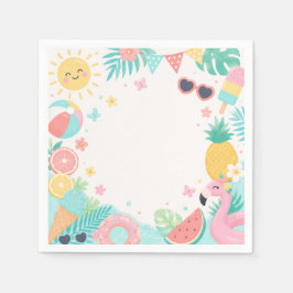 Wasserfarbe Poolparty 1. Geburtstag Papier Serviet Serviette