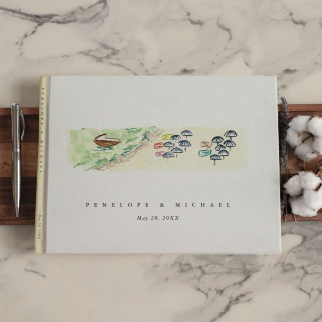 Wasserfarbe Positano Amalfi Küste Italien Hochzeit Gästebuch (Watercolor Positano Amalfi Coast Italy Wedding Guest Book)