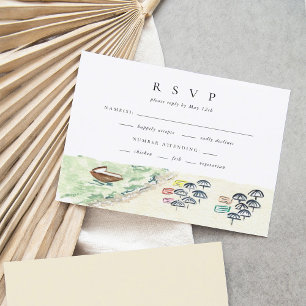 Wasserfarbe Positano Italien Hochzeit in Urlaubsor RSVP Karte