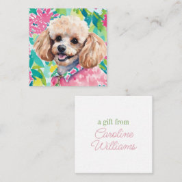 Wasserfarbe Preppy Palm Beach Poodle Dog Geschenk Mitteilungskarte