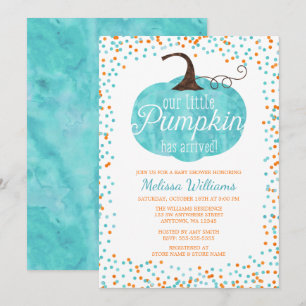 Wasserfarbe Pumpkin Ankunft Fall Boy Babydusche Einladung