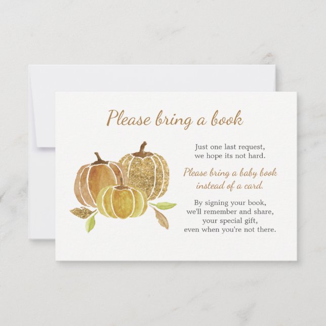 Wasserfarbe Pumpkin Baby Dusche bringen eine Book  Einladung (Vorderseite)