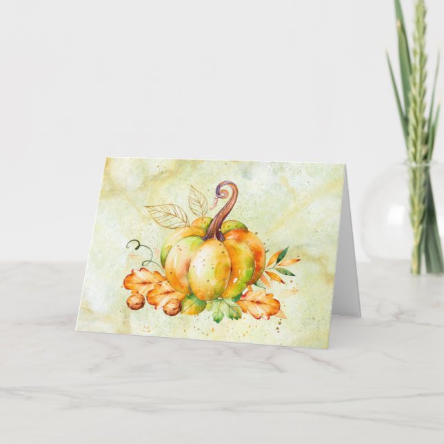 Wasserfarbe Pumpkin Erntedank Grußkarte Karte (Vorderseite)