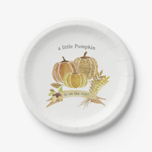 Wasserfarbe Pumpkin Fall Babydusche Papierplatte Pappteller