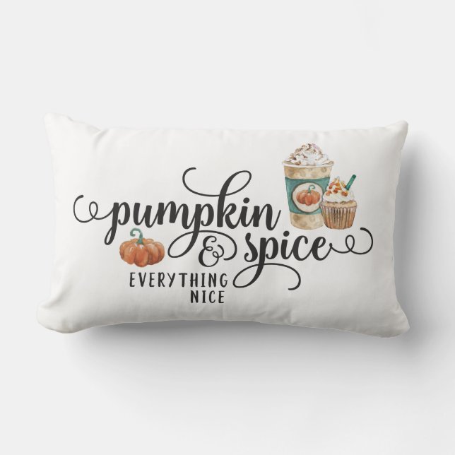 Wasserfarbe Pumpkin Gewürz & Alles Nett Lendenkissen (Vorderseite)