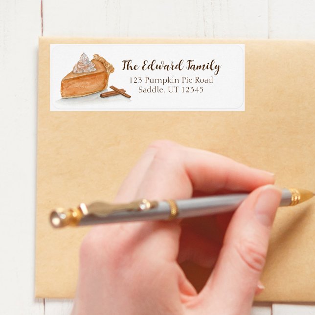 Wasserfarbe Pumpkin Kuchen Ahorn Blätter Erntedank (Festive Pumpkin Pie Address Label: Watercolor charm for your Thanksgiving correspondence.)