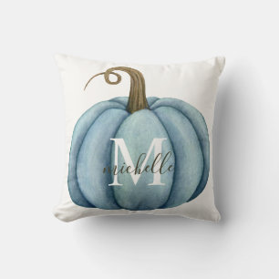 Wasserfarbe Pumpkin Mit Monogramm Boho Fall Decke Kissen