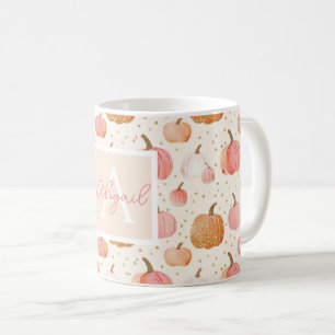 Wasserfarbe Pumpkin Muster mit Namen Kaffeetasse
